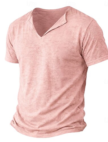  Herren T-Shirt Leinen-T-Shirt Kurzarm Kurze Ärmel V Ausschnitt Frühling & Sommer Sommer Frühling Einfach Mode Designer Basic Weich Lässig Urlaub Straße Blau Weiß Schwarz Top T-Shirt für Herren