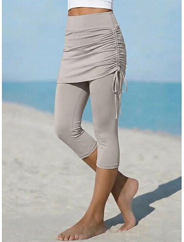  Dames Capri broeken Vakantie Sport Kuitlengte Hoge taille Trekkoord Comfort Micro-elastisch blauw Lichtgrijs Donker-Grijs paars Zomer Lente Strak