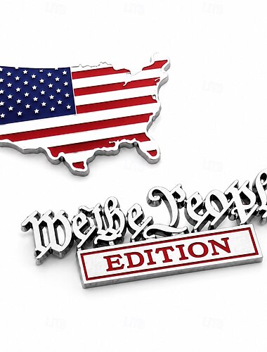  Lot de 2 emblèmes métalliques « We the People » édition drapeau patriotique pour voiture, autocollant chromé 3D pour camion, SUV et moto, accessoire extérieur patriotique aux couleurs de la