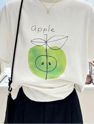  Femmes 100% Coton T-shirt Imprimé Fleuri Graphique ancien Élégant Classique Manche Courte Col ras du cou Col rond Hauts Longs Occasionnel Quotidien Week-end Vert Claire Été Printemps