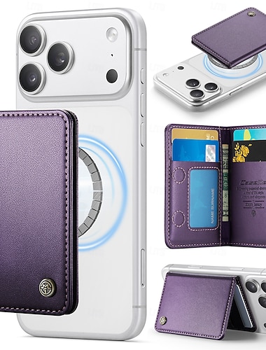  Portefeuille magnétique avec porte-cartes pour iPhone 17, 16, 15, 14, 13 Pro Max et Plus. Compatible MagSafe, ce portefeuille en cuir PU avec protection RFID et fermeture magnétique comprend un étui