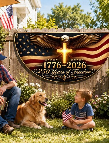  USA 250. Jahrestag (1776–2026) – Wimpelkette, halbrunder Fächer, patriotische amerikanische Wimpelkette für den Außenbereich, ideal für Haus, Veranda, Garten oder als Dekoration zum Unabhängigkeitstag.