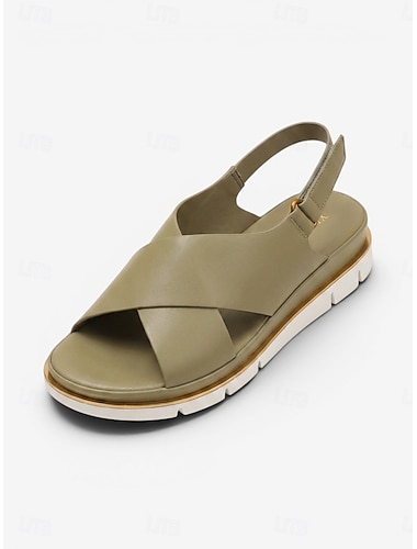  Verstelbare comfortabele slingback sandalen voor dames, met gekruiste bandjes, voetboogondersteuning en antislipzool voor dagelijks gebruik en reizen.