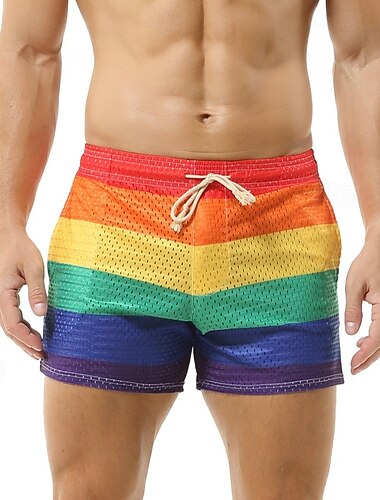  Herr Boardshorts Badshorts Badbyxor Lutning Färgblockerande Snörning Boyleg Med fickor Snabb tork Lättvikt Elastisk Badkläder Surfing Strand Simmning Sommar