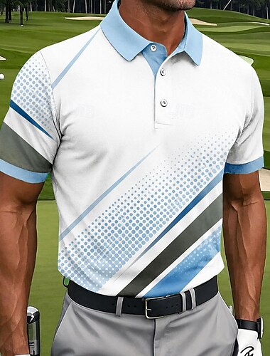  Voor heren Geometrisch Golf Sport Poloshirts Korte mouw Poloshirt Overhemden met kraag Casual Sportkleding Alledaagse kleding 3D-afdrukken Knop Lente zomer blauw Geel Paars