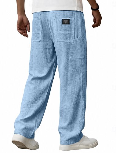  Per uomo Pantaloni di Lino Pantaloni Pantaloni casual Pantaloni Estivi Pantaloni Larghi Coulisse Elastico in vita Gamba Dritta Semplice Comodità Traspirante Lunghezza intera Casuale Quotidiano