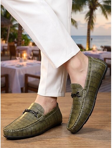  Per uomo Affari Quotidiano Serate al resort Pelle PU Confortevole Slip-on Nero Blu Arancione Estate Primavera