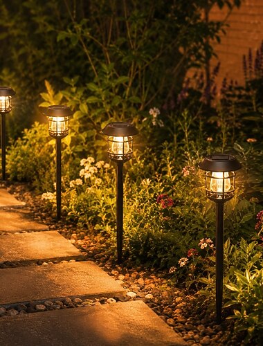  Lampe de chemin solaire extérieure, contrôle de la lumière LED, lampe de pelouse, lumières décoratives de jardin, lampes de cour imperméables, lumières extérieures