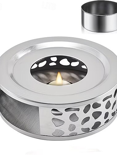  Fornello a candela in acciaio inox, riscaldatore portatile per caffè a lunga durata con mantenimento del calore, mini fornello multifunzionale per riscaldare il bollitore all'aperto, perfetto per