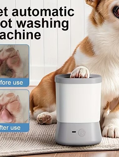  afneembaar ontwerp, automatische pootreiniger voor huisdieren, intelligente reiniging, elektrisch aangedreven pootreiniger voor huisdieren, USB-oplaadbaar, intelligent