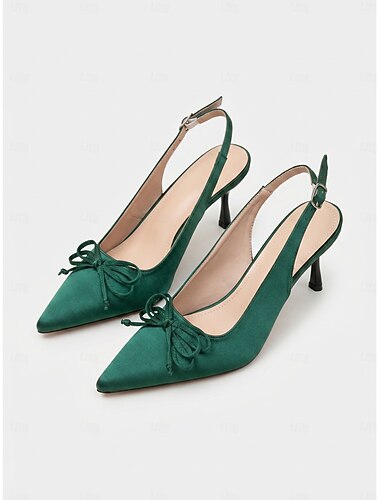  Groene slingback pumps voor dames - elegante pumps met spitse neus en hoge hakken voor cocktailparty's en avondevenementen.