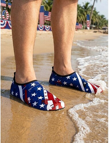 Sapatos aquáticos masculinos patrióticos – sapatos de praia leves e de secagem rápida com a bandeira americana, ideais para o 4 de julho, praia e piscina. &esportes aquáticos