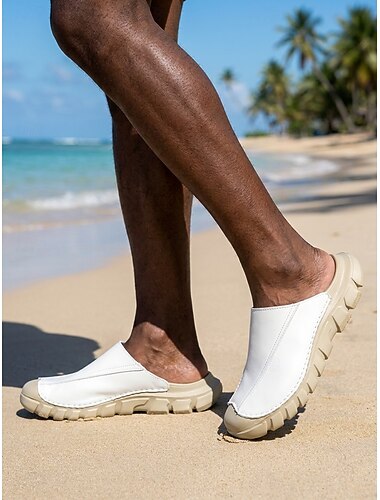 Zoccoli da spiaggia bianchi da uomo - sandali comodi, leggeri e traspiranti, facili da indossare - scarpe estive casual per vacanze al mare, viaggi in località turistiche, tempo libero in riva al mare e per le vacanze.