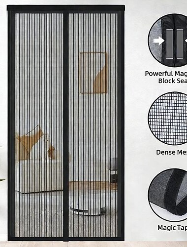  Magnetisches, selbstschließendes Türgitter für Schlafzimmer, Sommer-Moskitonetz, bohrfreies Trennwandnetz für Wohnräume, Fliegengitter