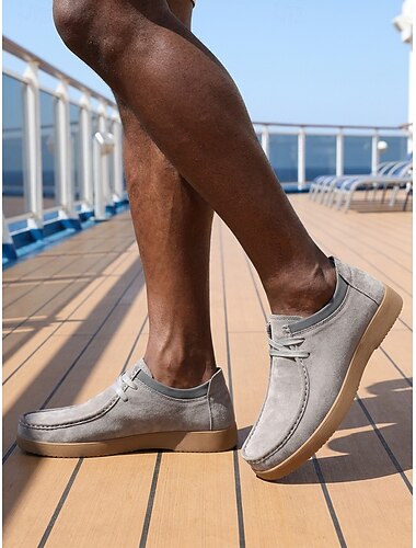  Herr silvergrå slip-on casualskor för öar och kryssningar - mjuka lätta komfortloafers - minimalistiska resortskor för semesterresor, kryssningskläder och avkoppling vid havet