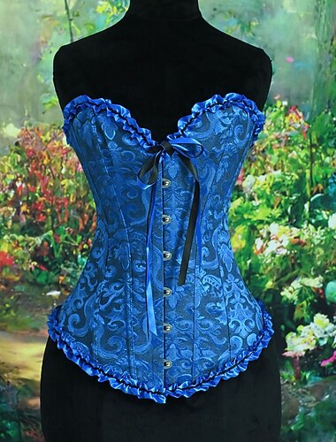  Medieval Renascentista Corpete Espartilho de Tronco Inteiro Mulher nobre Jacquard Cordões Floral Fantasia Mulheres Real Dia Das Bruxas Carnaval feira renascentista LARP Adulto Corpete Primavera Verão