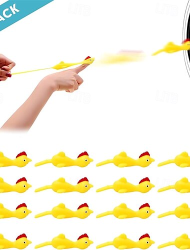  Confezione da 30 polli lanciabili con fionda, polli volanti, giocattoli elastici in gomma a forma di pollo da dito per bambini, divertenti giocattoli appiccicosi per bomboniere di compleanno,