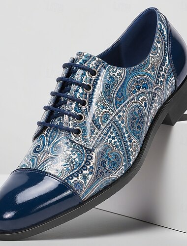  Per uomo Moda Classico Matrimonio Festa & Sera Discoteca Vernice Confortevole Antiscivolo Traspirante Allacciatura Blu Estate Primavera Tutte le stagioni