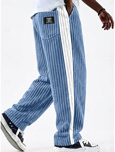  Per uomo Pantaloni Pantaloni in velluto a coste Pantaloni invernali Pantaloni casual Pantaloni Larghi Coulisse Patchwork Blocco di colori Comodità Lunghezza intera Casuale Quotidiano All'aperto Moda