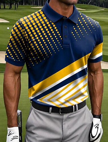  Homens Geométrico Golf Camisas Polo Esportivas Manga Curta Camisas polo Camisas de colarinho Casual Roupa Esportiva Impressão 3D Botões Malha Respirável Primavera Verão Azul Roxo Verde
