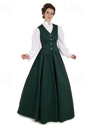  Väst Blus Kjol Victoriansk 1910-talet Edwardiansk Golvlång Klänningar Festklädsel Balklänning Plusstorlekar Juliet ärm Hertiginna Cerridwengudinna Plusstorlekar Julsång Fjäder Ensfärgat Balklänning