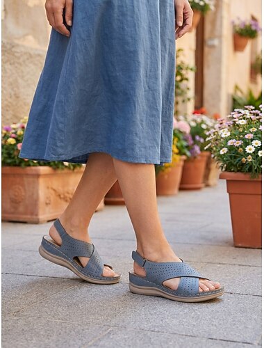  Sandali da donna blu comodi con supporto plantare – scarpe da passeggio traspiranti con cinturino incrociato, sandali estivi morbidi e leggeri con imbottitura per viaggi e shopping &abbigliamento