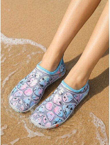  Blauwe waterschoenen voor dames met graffiti-print - sneldrogend &Antislipschoenen voor strand, zwembad en snorkelen. &watersporten