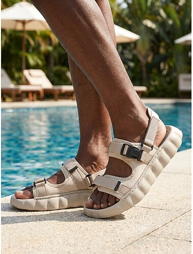  Sandali da pescatore beige da uomo: scarpe estive traspiranti, leggere e comode, ideali per resort e piscina, viaggi, passeggiate e tempo libero quotidiano.