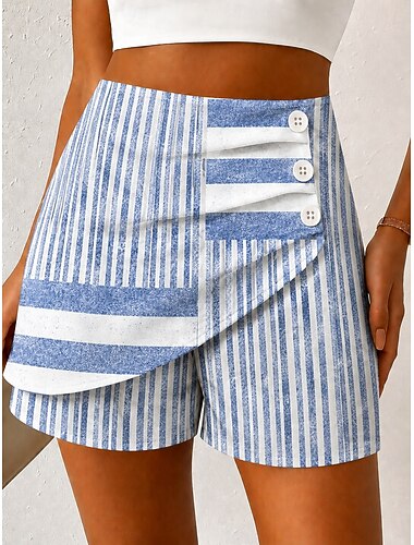  Mujer Chinos Pantalón corto Elegante Vacaciones Vintage Corto Alta cintura Graphic Mariposa Abstracto Multi capa A Rayas Comodidad Secado rápido Cómodo Rígido Diario Exterior Vacaciones Naranja rojo