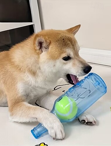  Conjunto de 3 brinquedos para cães: garrafa de cerveja de silicone com apito e bola de tênis. Brinquedo resistente a mordidas para filhotes, auxilia na limpeza dos dentes e é um acessório interativo