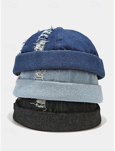 Casquette homme vintage en denim délavé et usé – plusieurs coloris disponibles, style rétro idéal pour les vacances à la plage, une tenue décontractée au quotidien et les activités de plein air.