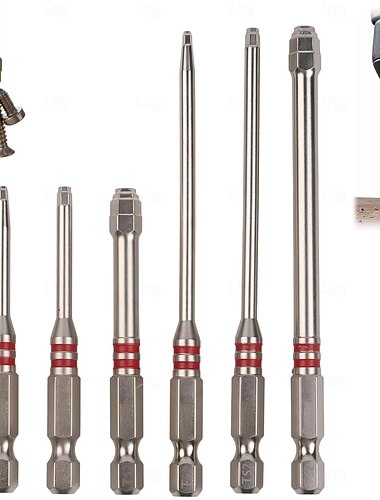  Complete set van 6 magnetische zeskantschroevendraaierbits met een uniek pagodevormig intern zeskantontwerp, 1,5–6 mm precisieschroevendraaierbits voor doe-het-zelf, huis, elektronica, auto en