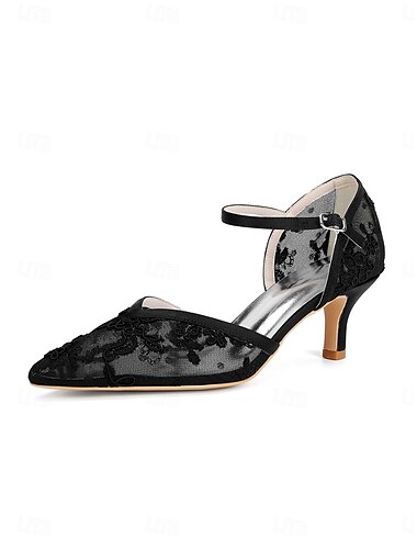  Escarpins à petits talons en dentelle champagne pour femmes - chaussures élégantes à bout pointu pour les cocktails et les soirées