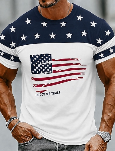  4. heinäkuuta 2026 250. Miesten Yhdysvaltain lippu T-paita Lyhythihainen T-paita 3D-tulostus Tiukka pyöreä kaula-aukko Paita Patriotismi Päivittäin Festivaali Sininen Valkoinen 1 Valkoinen Kesä Kevät