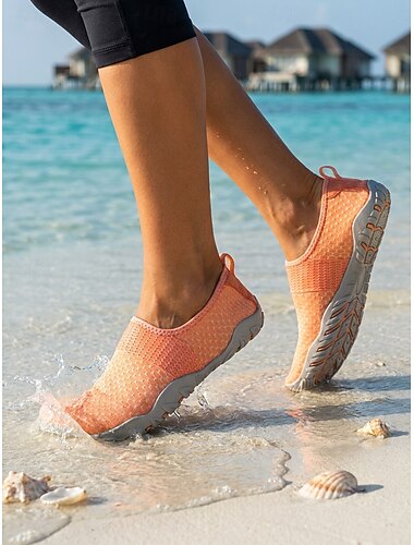  oransje lette, hurtigtørkende vannsko for dame, pustende slip-on akvarellsneakers med fleksibel, sklisikker såle for strandturer, svømming, reiser, båtliv og utendørs vannaktiviteter