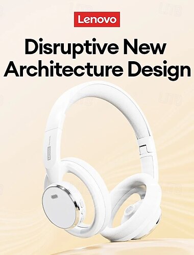  Cuffie wireless Lenovo Bluetooth con design open-ear, suono stereo Hi-Fi, comode, leggere e circumaurali con microfono integrato, ideali per sport, casa, ufficio, allenamento e viaggi.
