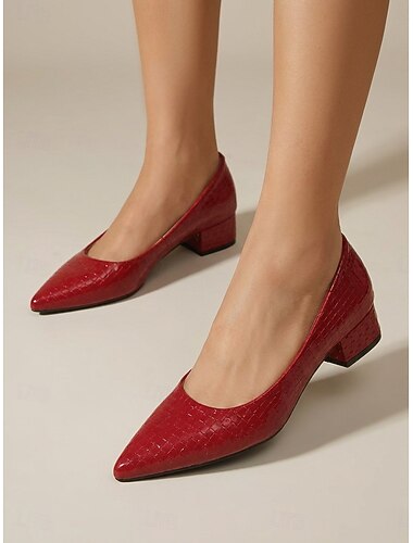  Damen Geschäft Arbeit Blockabsatz Spitze Zehe Geschäftlich Kunstleder Loafer Schwarz Gelb Rot