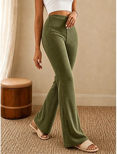  Dames Gloed Vrijetijdsbroek Elegant Actief Volledige lengte Hoge taille Comfortabel Rekbaar Vakantie Formeel Zwart Bruin as-gekleurde Militair Groen Herfst Winter Normale pasvorm