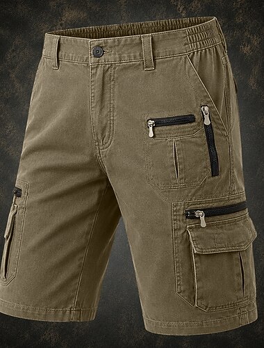  Herren Komfortbund Cargohose Cargohosen Cargo-Shorts Shorts Freizeitshorts Tasche Elastischer Bund Mehrere Taschen Einfach Einheitliche Farbe Über dem Knie Lässig Outdoor Streetwear Mode Streetwear
