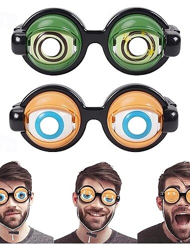  Conjunto de 2 óculos divertidos, óculos com olhos esbugalhados para adultos, óculos engraçados e inusitados com olhos que piscam, acessório de fantasia divertido para Halloween, cosplay, festas,