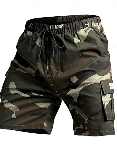  Herren Cargohose Cargohosen Cargo-Shorts Shorts Freizeitshorts Elastischer Bund Mehrere Taschen Einfach Tarnung Komfort tragbar Knielang Lässig Outdoor Streetwear Mode Streetwear Khaki Weiß + Grün