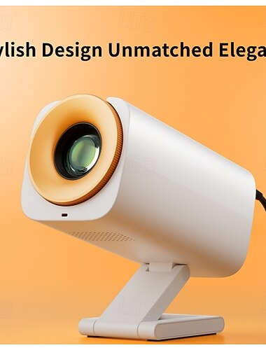  Proyector portátil, proyector de películas HD de diseño elegante con soporte plegable, mini proyector de cine en casa compatible con 1080p, proyector de vídeo para iPhone/Android/portátil/TV Stick, para uso en interiores y exteriores.