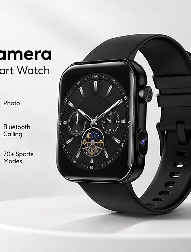  Smartwatch mit Kamera &Videofunktion, 512 MB lokaler Musikspeicher, Bluetooth-Anrufe, 1,91"-HD-Display, Sprachaufzeichnung per Fingertipp, IP67 wasserdicht, über 70 Sportmodi, Fitness-Tracker für