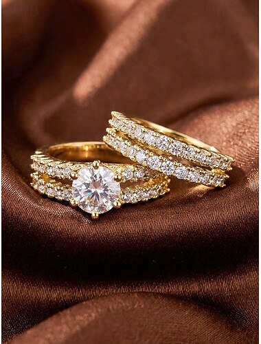  Set di anelli da donna in lega con doppia fascia di strass, anelli vistosi multicolore e di varie misure, perfetti per matrimoni, anniversari, cocktail party, fidanzamenti, serate eleganti e come