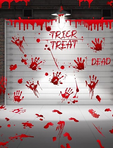  Halloween raamstickers met bloederige handafdrukken, herbruikbare raamstickers met bloed en handafdrukken, griezelige raamstickers voor een spookhuis, Halloween feest, raamdecoratie voor binnen en