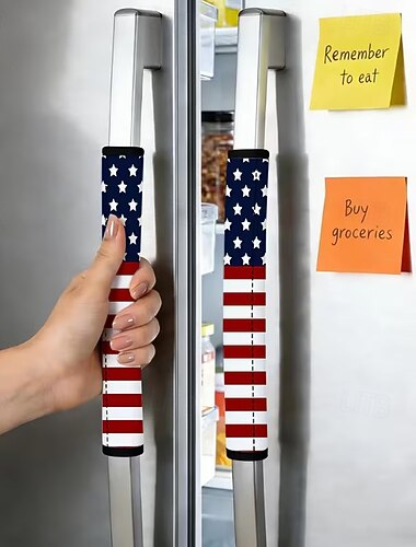  Håndtaksdeksler til kjøleskap med amerikansk flagg, 2 stk., patriotiske beskyttelseshylser til kjøleskapshåndtak for kjøkkenapparater, dekor til stekeovn og oppvaskmaskin, holder det rent mot