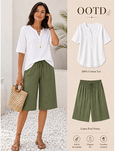  Dames korte broek Korte broek Zomer korte broeken Strandshorts Vakantie Modieus Casual Knielengte Hoge taille Effen Trekkoord Zak Comfort Lichtgewicht Zacht Micro-elastisch Buiten Strand Feestdagen