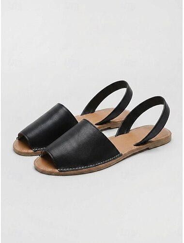  Roze minimalistische slingback sandalen voor dames – platte sandalen met open teen en hielbandje &Lichtgewicht, flexibele zool voor op reis, naar het strand en casual zomerkleding.