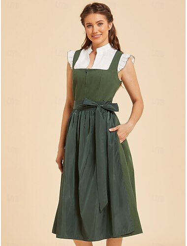  Oktoberfest Vestidos Falda acampanada Trachtenkleader Longitud midi Escote balconette Mucama bávaro Alemán prados Mujer Paño de estilo tradicional Sin blusa (75CM)
