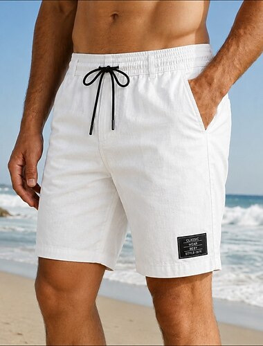  Homme Shorts Shorts de plage Cordon de serrage Uni Respirant Court Quotidien Fête Mode Décontracté / Sportif Blanche Kaki Élastique